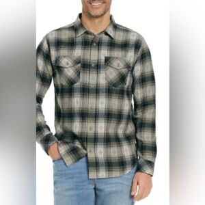 HURLEY Flannel Long Sleeve Shirt Large Green